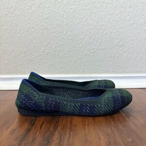 ROTHY'S Forest Green Plaid Round Toe Ballet Flats *RETIRED* Insert Missing